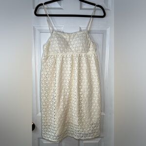 Storia Elegant White Lace Dress Beige Size Small